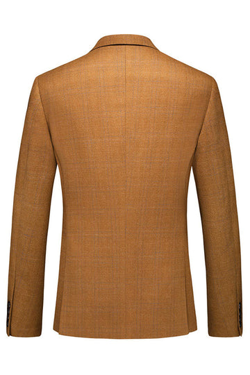 Caramel Peaked Kavajslag 3 stycken Baldräkter för män